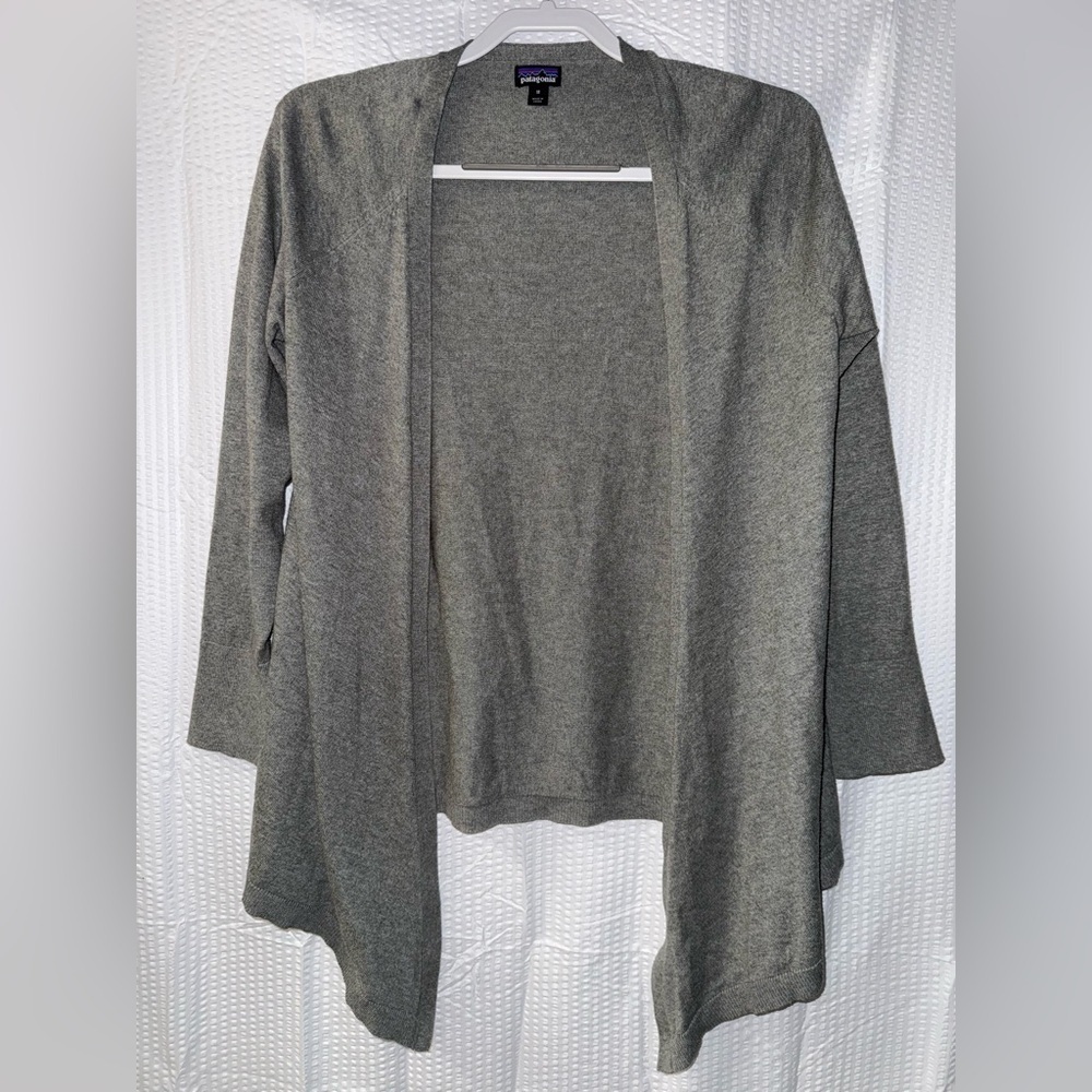 PATAGONIA Cardigan Women's Medium Low Tide Open Front Organic Sweater